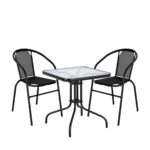 Σετ Τραπεζαρία Κήπου ArteLibre MARS Μέταλλο Μαύρο/Γκρι Με 2 Πολυθρόνες