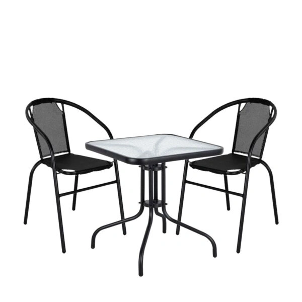 Σετ Τραπεζαρία Κήπου ArteLibre MARS Μέταλλο Μαύρο/Γκρι Με 2 Πολυθρόνες