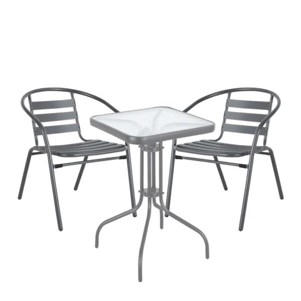 Σετ Τραπεζαρία Κήπου ArteLibre MARS Μέταλλο Γκρι Με 2 Πολυθρόνες