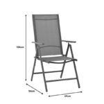 Πολυθρόνα Candor ανθρακί μέταλλο και γκρι textilene 51.5x63.5x107εκ