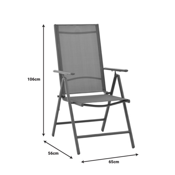Πολυθρόνα Candor ανθρακί μέταλλο και γκρι textilene 51.5x63.5x107εκ