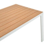 Τραπεζαρία Zacreta-Nares σετ 7τεμ  λευκό αλουμίνιο και plywood σε φυσικό χρώμα 180x90x72.5εκ
