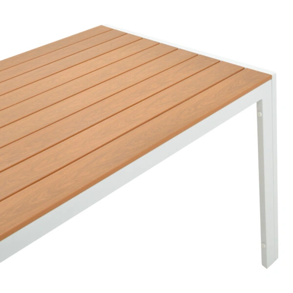 Τραπεζαρία Zacreta-Nares σετ 7τεμ  λευκό αλουμίνιο και plywood σε φυσικό χρώμα 180x90x72.5εκ