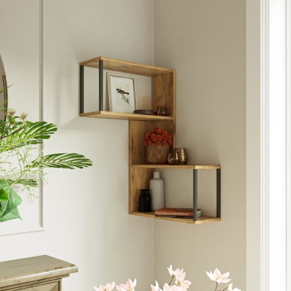 Ράφι Τοίχου DOLLIS Πεύκο Μοριοσανίδα/Μέταλλο 53.4x19.5x85.2cm