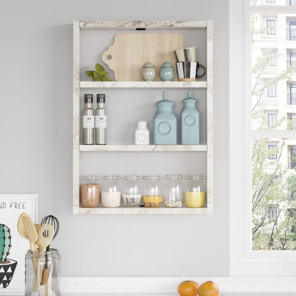 Ράφι Τοίχου EARLS Λευκό Με Εφέ Μάρμαρο Μοριοσανίδα 43.2x9x60cm