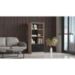 Βιβλιοθήκη EDGWARE Οξιά/Μαύρο Μοριοσανίδα 63.6x37.6x140cm