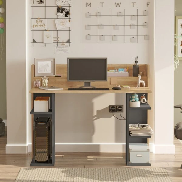 Γραφείο  FIFE Φυσικό/Ανθρακί Μοριοσανίδα/Μελαμίνη 124x58x98cm