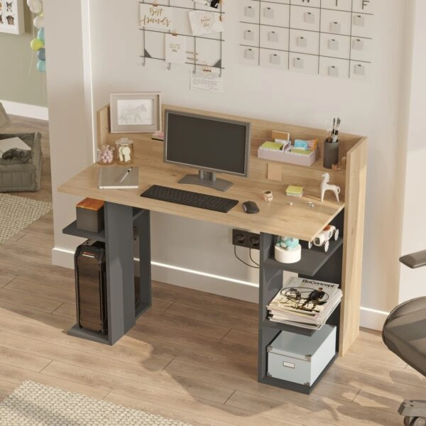 Γραφείο  FIFE Φυσικό/Ανθρακί Μοριοσανίδα/Μελαμίνη 124x58x98cm