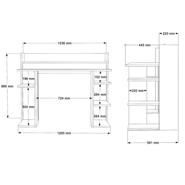 Γραφείο  FIFE Φυσικό/Ανθρακί Μοριοσανίδα/Μελαμίνη 124x58x98cm