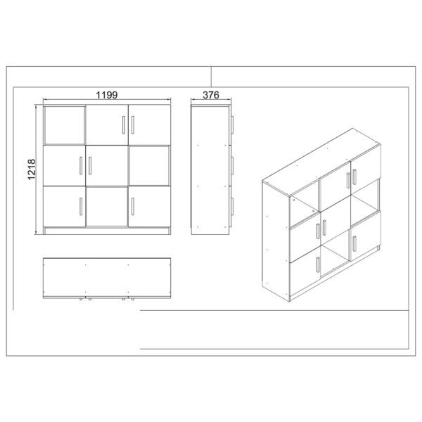 Βιβλιοθήκη ELMSTEAD Οξιά/Μαύρο Μοριοσανίδα/Μελαμίνη 119.9x37.6x121.8cm