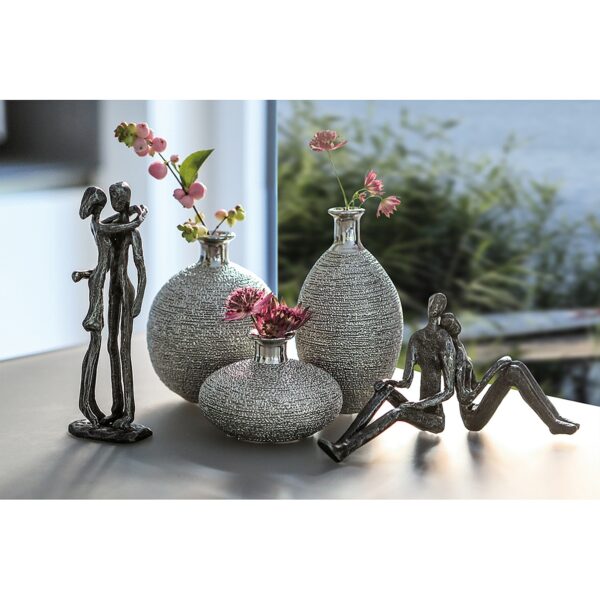 Βάζο Ασημί Κεραμικό Φ9x15cm Σε 3 Σχέδια