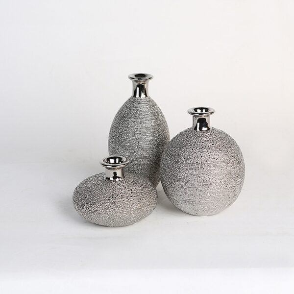 Βάζο Ασημί Κεραμικό Φ9x15cm Σε 3 Σχέδια
