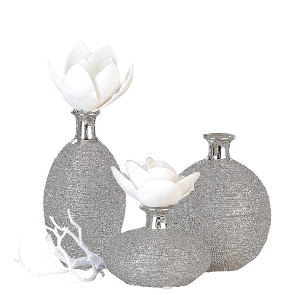 Βάζο Ασημί Κεραμικό Φ9x15cm Σε 3 Σχέδια