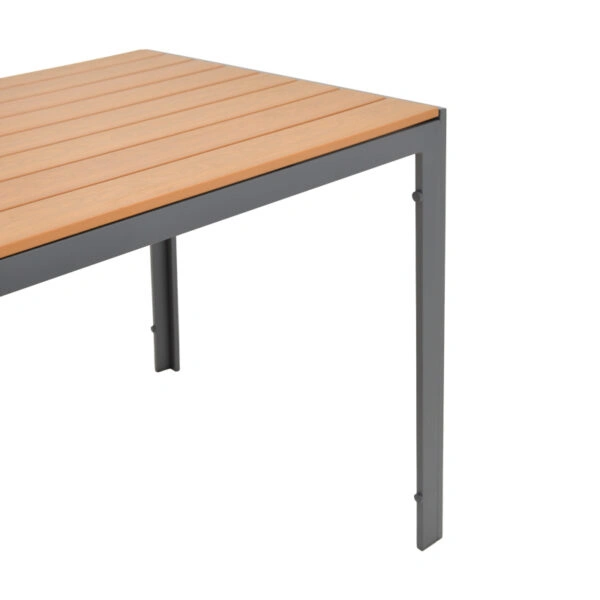 Τραπεζαρία Mabu-Nares σετ 5τεμ  ανθρακί αλουμίνιο και plywood σε φυσικό χρώμα 140x80x72.5εκ