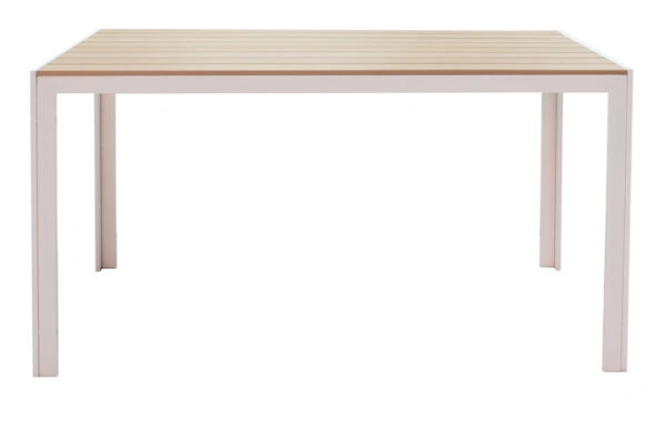 Τραπεζαρία Nares-Azelie A σετ 5τεμ λευκό αλουμίνιο και plywood σε φυσική απόχρωση 140x80x72.5εκ
