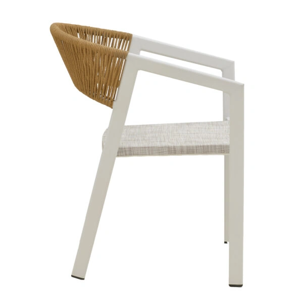 Τραπεζαρία Nares-Glisten B σετ 7τεμ λευκό αλουμίνιο και plywood σε φυσική απόχρωση 180x90x72.5εκ