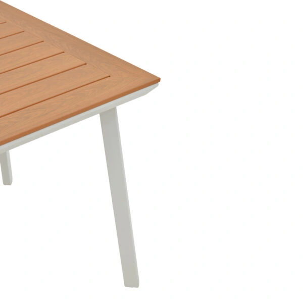 Τραπεζαρία Synergy-Lush σετ 3τεμ λευκό αλουμίνιο και plywood σε φυσικό χρώμα 80x80x74εκ