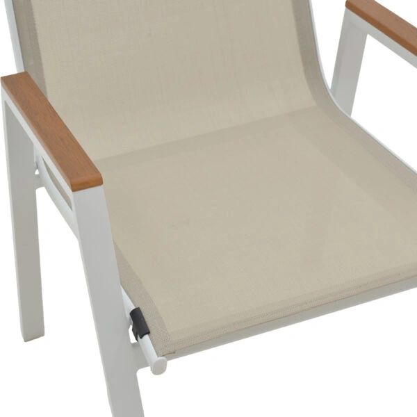 Τραπεζαρία Synergy-Azelie σετ 3τεμ  λευκό αλουμίνιο και plywood σε φυσικό χρώμα 80x80x74εκ