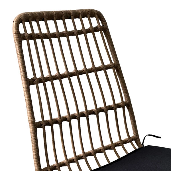 Τραπεζαρία Naoki U σετ 3τεμ rattan pe σε φυσική απόχρωση και μαύρο μέταλλο 80x80x78εκ