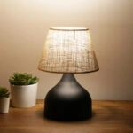 Επιτραπέζιο φωτιστικό PWL-1068  Ε27 γιούτα μαύρο-μπεζ Φ22x32εκ