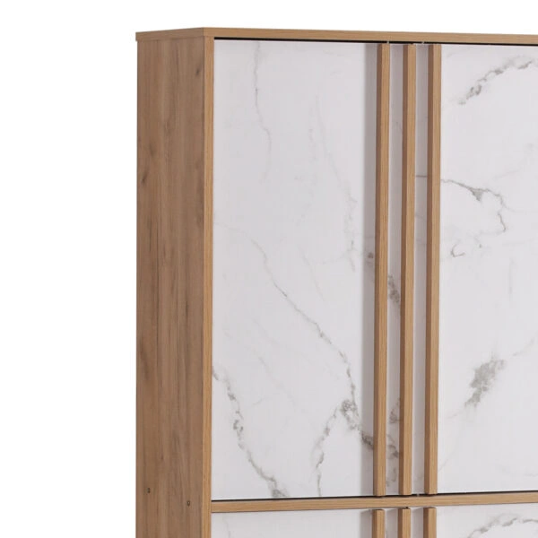 Παπουτσοθήκη-ντουλάπι Kumen oak μαρμάρου μελαμίνης 74x38x174εκ