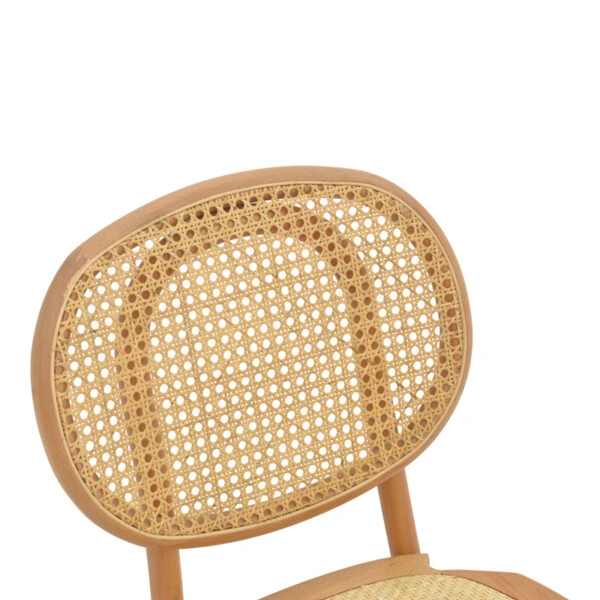 Καρέκλα στοιβαζόμενη Zoel  ξύλο οξιάς και rattan σε φυσική απόχρωση 45x52x82εκ