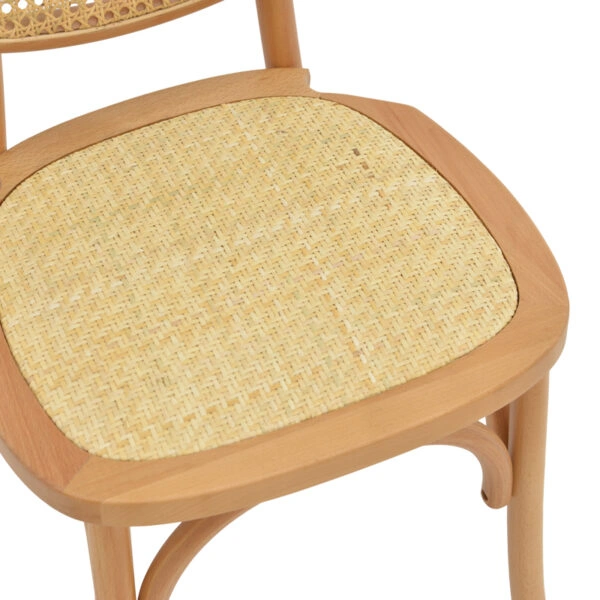 Καρέκλα στοιβαζόμενη Zoel  ξύλο οξιάς και rattan σε φυσική απόχρωση 45x52x82εκ