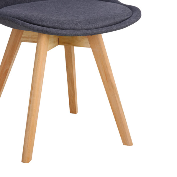 Καρέκλα Gaston  γκρι σκούρο ύφασμα και ξύλινο πόδι σε φυσική απόχρωση 48x55x83εκ