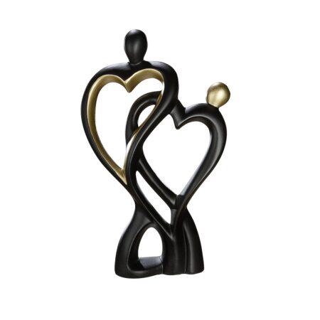 Διακοσμητικό Ζευγάρι Καρδιές Μαύρο Κεραμικό 18x9x28cm