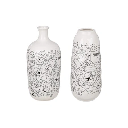 Βάζο Modern Art Λευκό Πορσελάνη Φ12x25cm Σε 2 Σχέδια