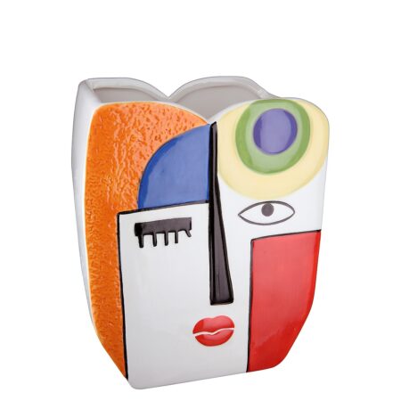 Βάζο Πρόσωπο Πολύχρωμο Κεραμικό 16x10.5x20cm