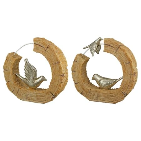 Διακοσμητικό Πουλιά Σε Κορμό Εκρού/Ασημί Polyresin 19x5x18cm Σε 2 Σχέδια