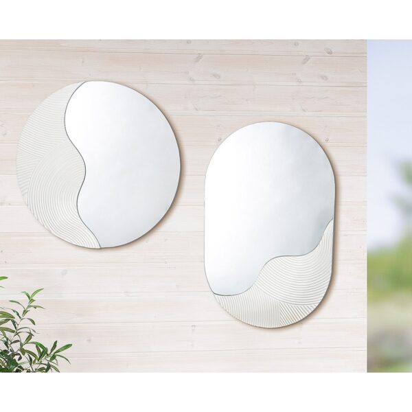 Καθρέπτης Τοίχου Στρογγυλός Λευκό MDF/Γυαλί Φ40x2cm