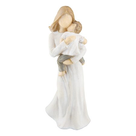 Διακοσμητικό Μητέρα Αγκαλιάζει Παιδί Εκρού Polyresin 9x7.5x22cm