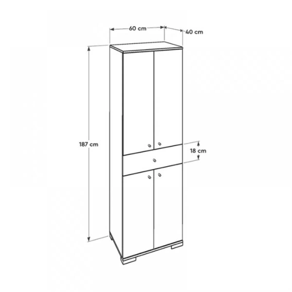 Ντουλάπα ρούχων Diamond δίφυλλη σε χρώμα λευκό 60x38x187εκ.