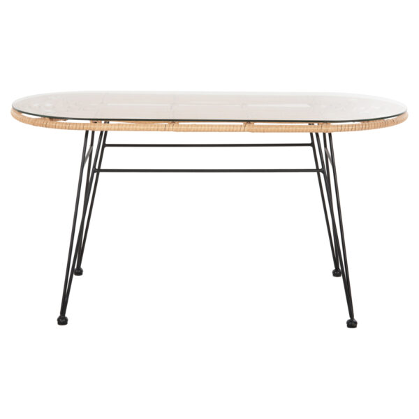 ΤΡΑΠΕΖΙ ΟΒΑΛ ΧΑΜΗΛΟ ALLEGRA HM5695.11 ΜΠΕΖ WICKER-ΜΑΥΡΟ ΜΕΤΑΛΛΟ 100x45x51,5Υεκ.