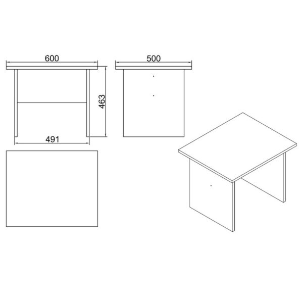 Τραπεζάκι Γραφείου ELMSTEAD Οξιά/Μαύρο Μοριοσανίδα/Μελαμίνη 60x50x46.3cm