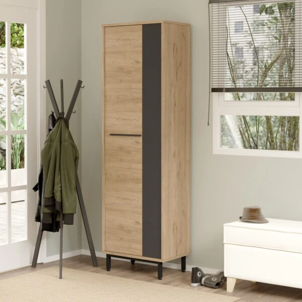 Παπουτσοθήκη  INVERCLYDE Φυσικό/Ανθρακί Μοριοσανίδα/Μελαμίνη 57.2x35.5x173.6cm