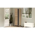 Παπουτσοθήκη  INVERCLYDE Φυσικό/Ανθρακί Μοριοσανίδα/Μελαμίνη 57.2x35.5x173.6cm