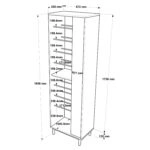 Παπουτσοθήκη  INVERCLYDE Φυσικό/Ανθρακί Μοριοσανίδα/Μελαμίνη 57.2x35.5x173.6cm