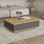 Τραπεζάκι Σαλονιού CLACK Πεύκο/Ανθρακί Μοριοσανίδα/Μελαμίνη 90x60x28.6cm