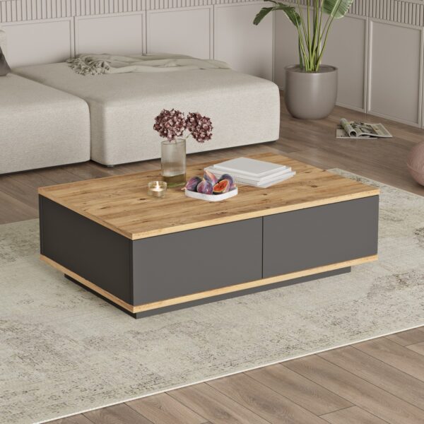 Τραπεζάκι Σαλονιού CLACK Πεύκο/Ανθρακί Μοριοσανίδα/Μελαμίνη 90x60x28.6cm