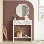 Κονσόλα  ORKNEY Λευκό Με Σχέδιο/Πεύκο Μοριοσανίδα/Μελαμίνη 80.4x24.8x90/56x60cm