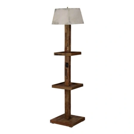 Artekko Lampara Φωτιστικό Επιδαπέδιο με Ραφιέρα Ξύλο Μέταλλο (43x43x190)cm