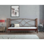 Καναπές Κρεβατι Μονό Tinos με Τάβλες Μεταλλικό Καφέ Σφυρίλατο 90x200cm