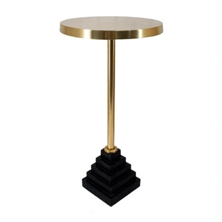Artekko Zyla Χρυσό Μεταλλικό Βοηθητικό Τραπέζι με Μαύρη Μαρμάρινη Βάση (Φ30.5x59.7)cm