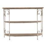 Artekko Alcott Κονσόλα Ραφιέρα Ξύλο Ελάτης Μέταλλο Λευκή Πατίνα (110x35.5x81.5)cm