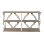 Artekko Alcott Κονσόλα από Ξύλο Ελάτης MDF Λευκή Πατίνα Φυσική Απόχρωση (163x42x85)cm