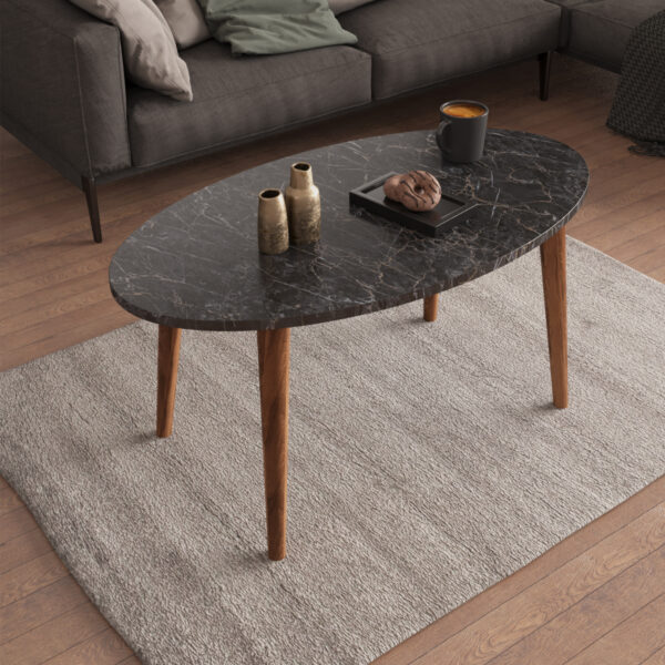 ΣΕΤ ΤΡΑΠΕΖΙ ΣΑΛΟΝΙΟΥ & 3 ΒΟΗΘ.ΤΡΑΠΕΖΙΑ VITAL HM18180.02 ΜΕΛΑΜΙΝΗ ΜΑΥΡΟ ΜΑΡΜΑΡΟ-ΚΑΡΥΔΙ ΠΟΔΙΑ