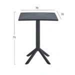 ΤΡΑΠΕΖΙ ΠΟΛΥΠΡΟΠΥΛΕΝΙΟΥ ΤΕΤΡΑΓΩΝΟ TERRIN HM6125.12 ΜΑΥΡΟ 70x70x75Υεκ.